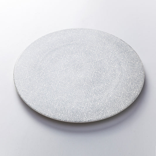 Lucerne Sophie – Handgjord flat tallrik i miljövänlig keramik – 25/28/32 cm – Vit spräcklig design