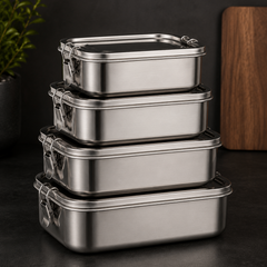 Matlåda i Rostfritt Stål med Lock – Lunchlåda i Rostfritt Stål, Läckagesäker & BPA-fri | 16/18/20/22 cm