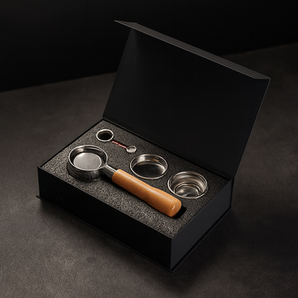 Portafilter-set för espressomaskin – 51mm rostfritt stål med trähandtag & dubbla filterkorgar