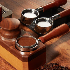 Portafilter-set för espressomaskin – 51mm rostfritt stål med trähandtag & dubbla filterkorgar