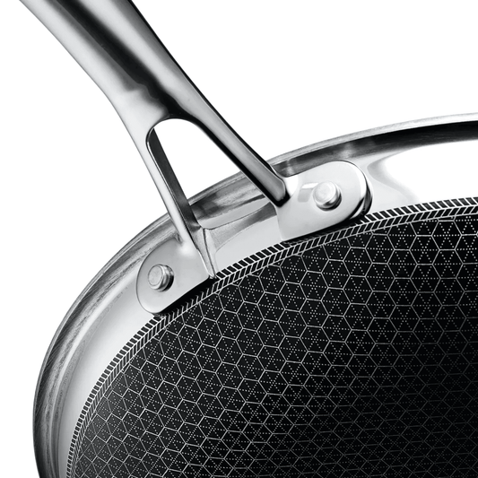 Rostfri Stekpanna och Gryta – Dubbelsidig Non-Coated Kastrull med Glaslock, Flera Storlekar