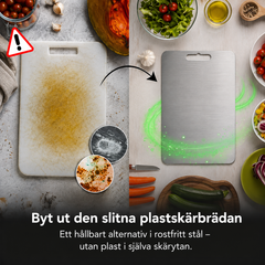Titan Skärbräda i Rostfritt Stål – Halkfri & Hygienisk Skärbräda för Kök (Flera storlekar)