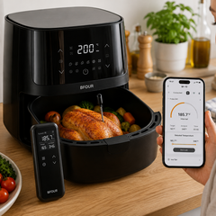 Trådlös Grilltermometer WiFi & Bluetooth – Digital Stektermometer med App, IP67 Vattentät Köttermometer för Grill, BBQ, Ugn & Rök