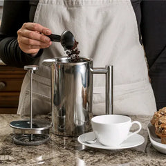 kaffepress i rostfritt stål – Manuell kaffe - Dubbelväggd presskanna 1000 ml