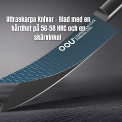 Knivset 5-delar – Svarta Professionella Köksknivar i Oxidbelagt Kolstål med Sax